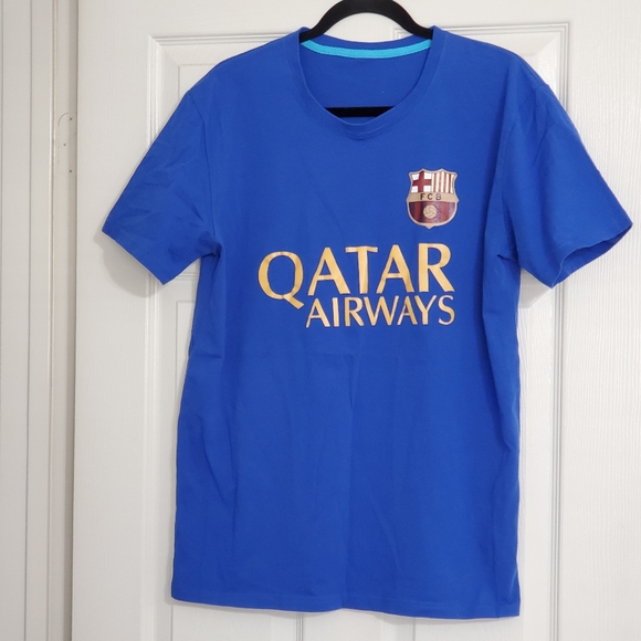 FCB Qatar Airways Pedro #7 short sleeve blue shirt SZ.XXL - Picture 1 of 5